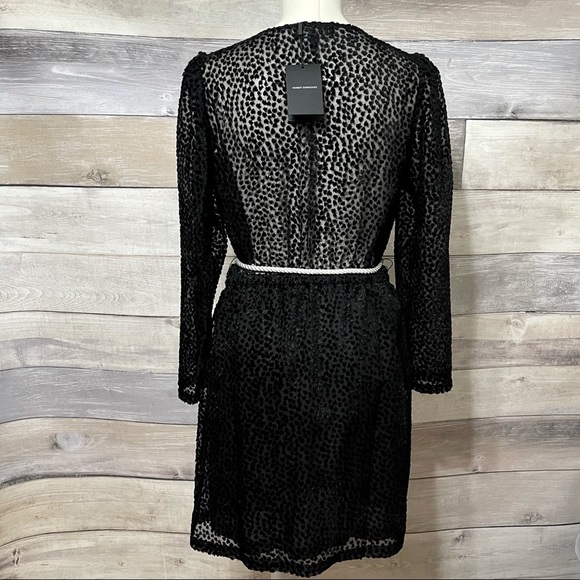 ROBERT RODRIGUEZ black burnout leopard print velvet puff sleeve dress 8 NWT - Picture 5 of 13